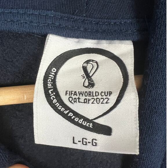 FIFA WORLD CUP Men's L Navy Blue Qatar 2022 USA Soccer Hoodie‎ Pullover Sweater - Picture 4 of 9